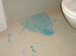 トイレ床材に接着剤が浸み出した例 イメージ